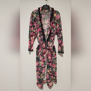 Victorias Secret Vintage Gold Label Long Cotton Floral Robe Small